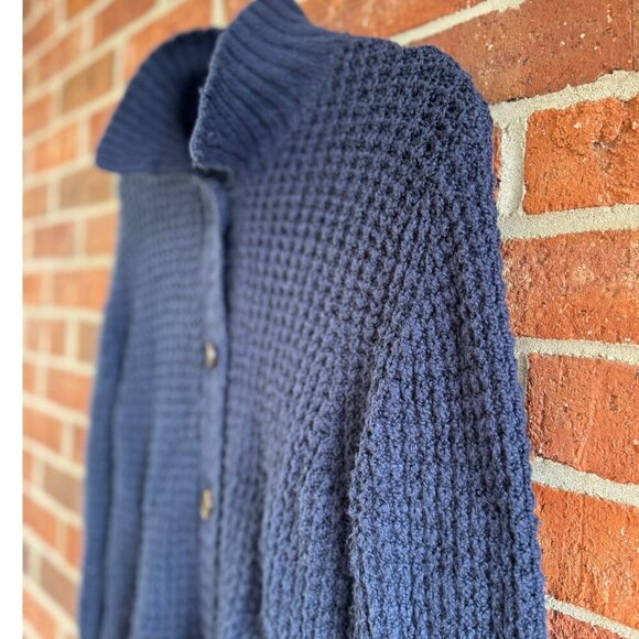 Michael Stars Chunky Knit Button-Front Cardigan Sweater | Small | Navy Blue - Picture 5 of 6